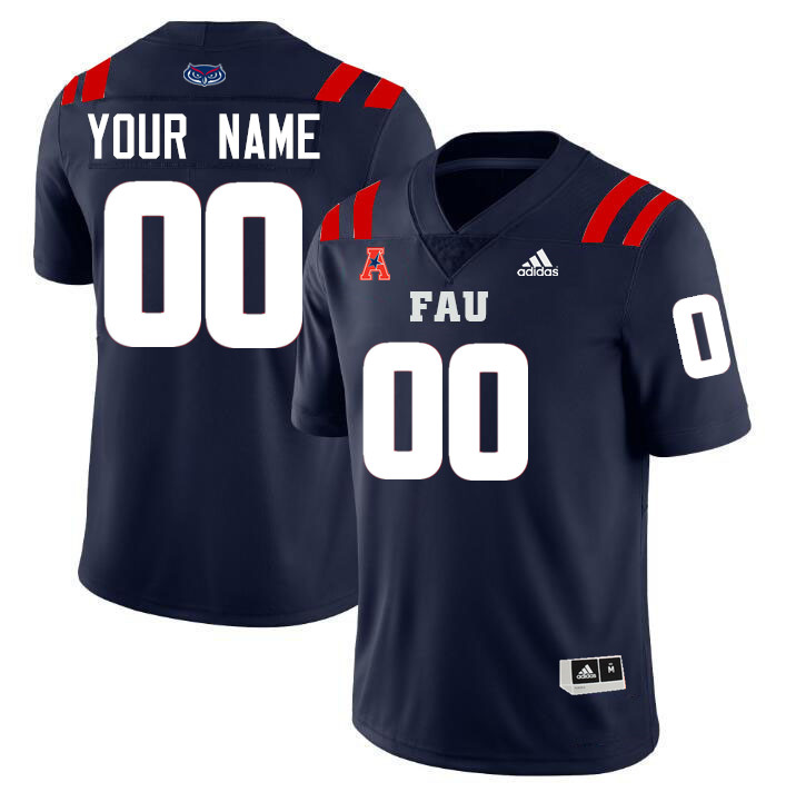 Custom Florida Atlantic Owls Name And Number Football Jersey-Navy